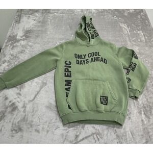 Sotra Hoodie Boys Size 14 Green Positivity Theme Dream Big Pocket Front EUC